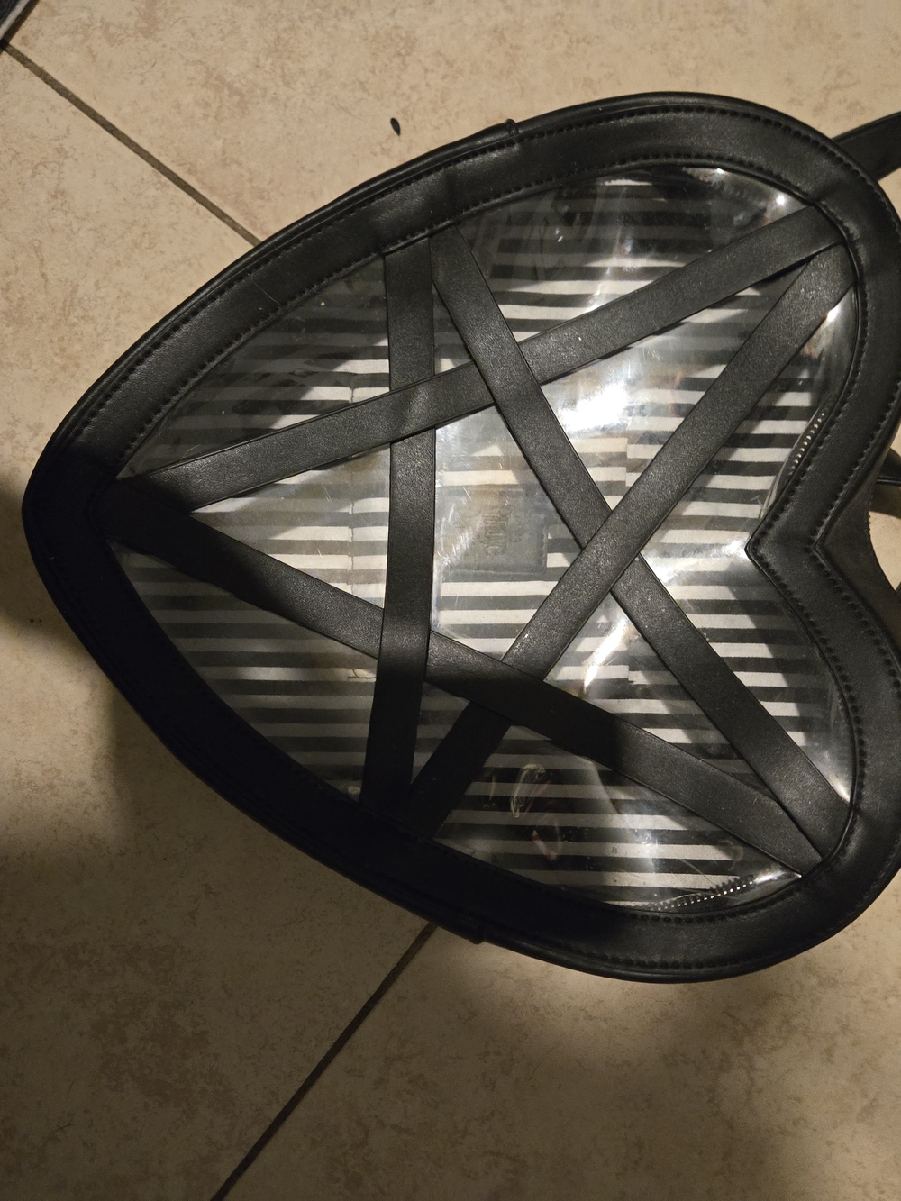 Black Heart-Shaped Clear Backpack